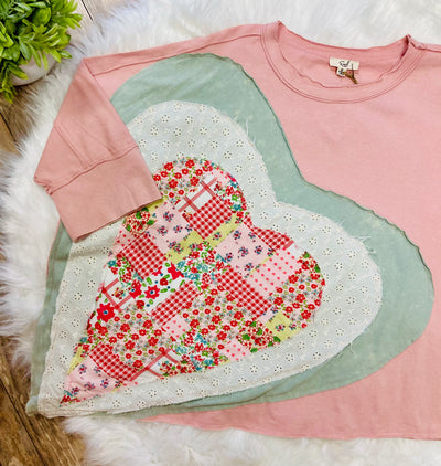 Easel Heart Patch Top - Mini Mee Boutique