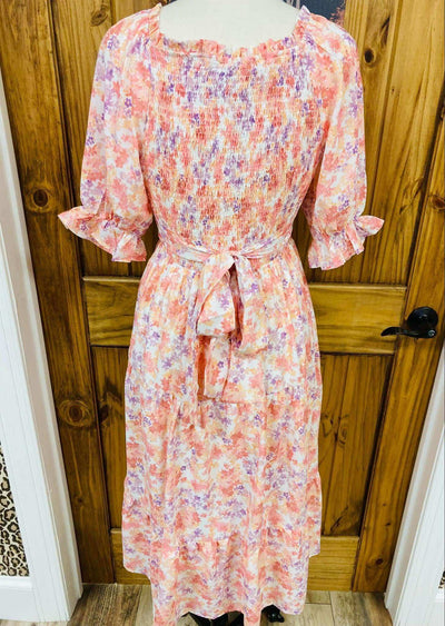 Women’s Smocked Floral Midi Dress - Mini Mee Boutique