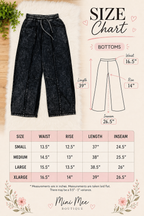 Women’s Evermmee Petite Black Acid Wash Pants- Loose Fit