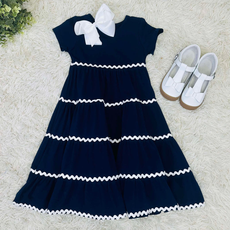 Girls Maxi Dress with Ric Rac Trim