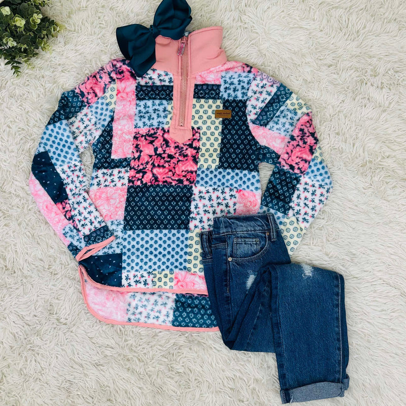 Youth patchwork Soft 1/2 Zip Pullover