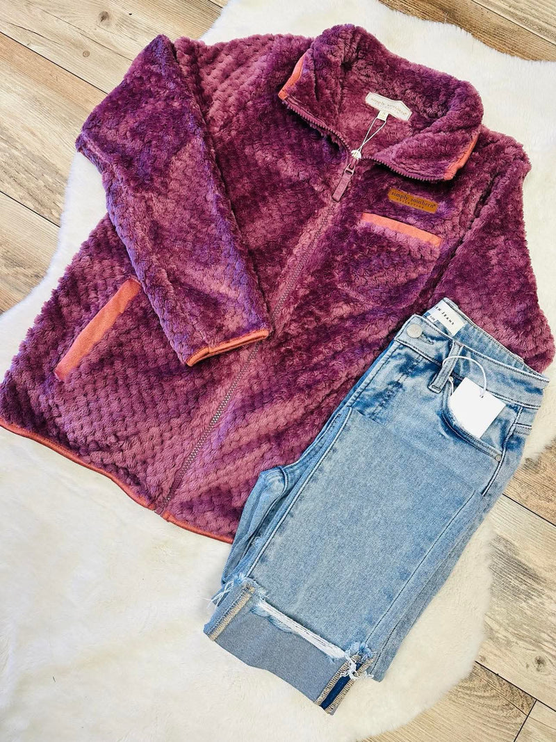 Berry Wine Simply Southern Sherpa Jacket