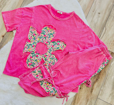 Pink Boho Retro Flower set