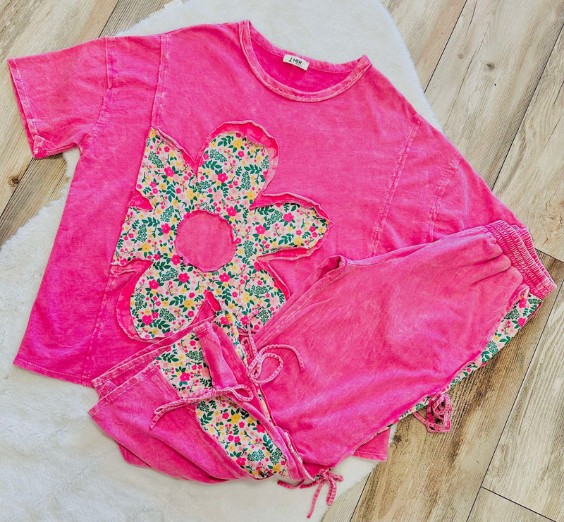 Pink Boho Retro Flower set