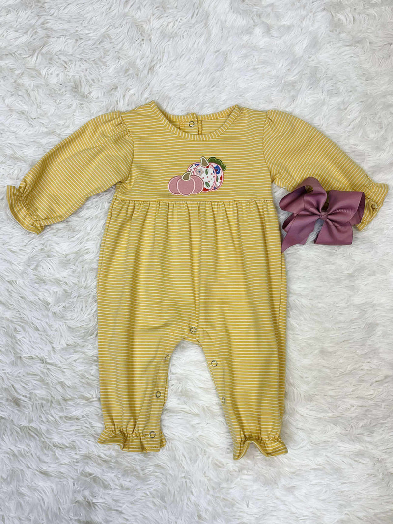 Girls Mustard Pumpkin Romper