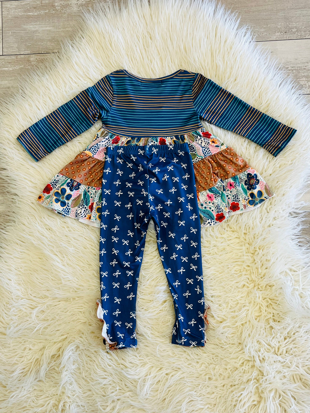 Girl’s Navy Mixed Pattern Outfit