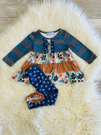 Girl’s Navy Mixed Pattern Outfit