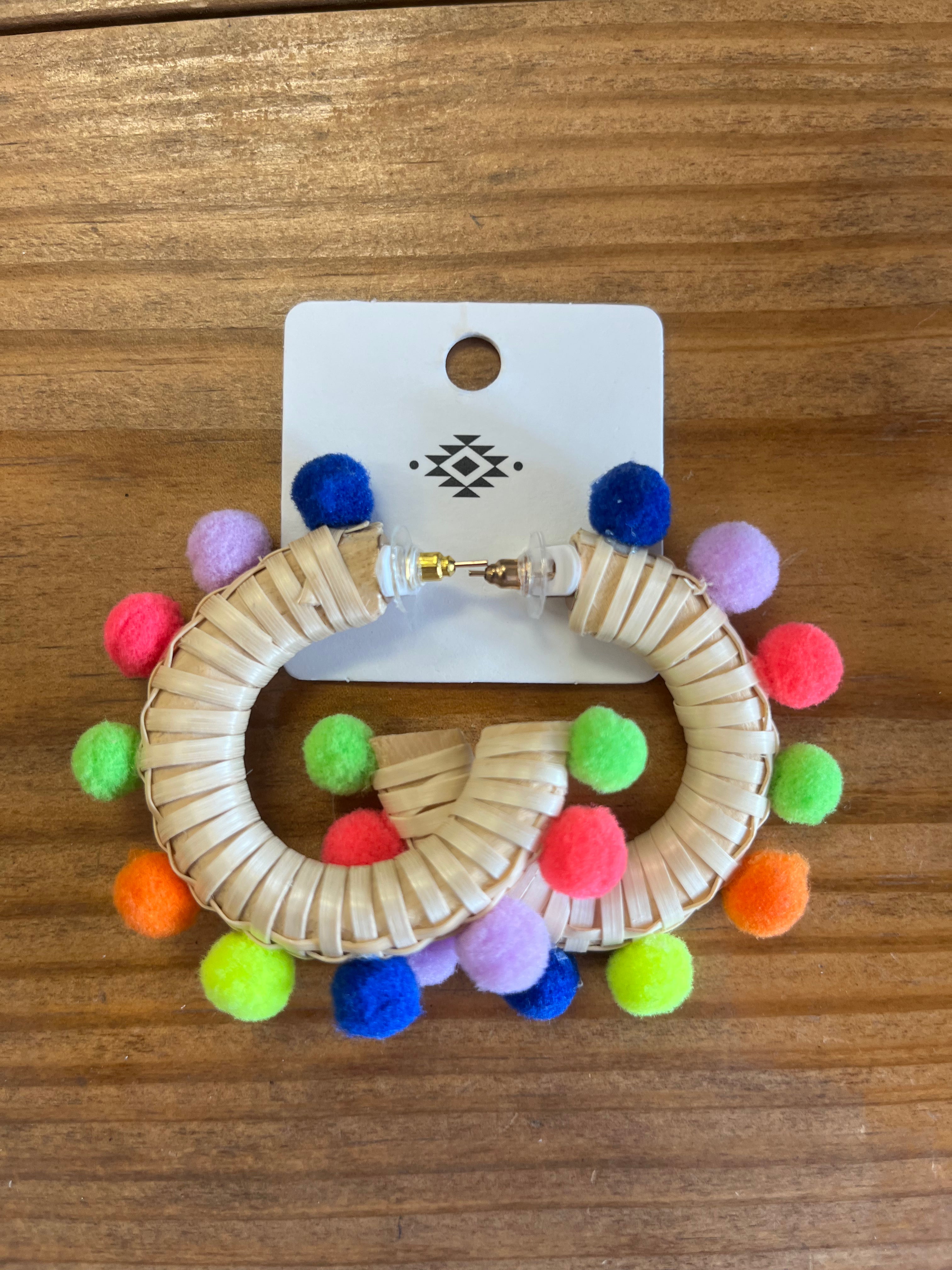 Pom Pom Hoop Earrings