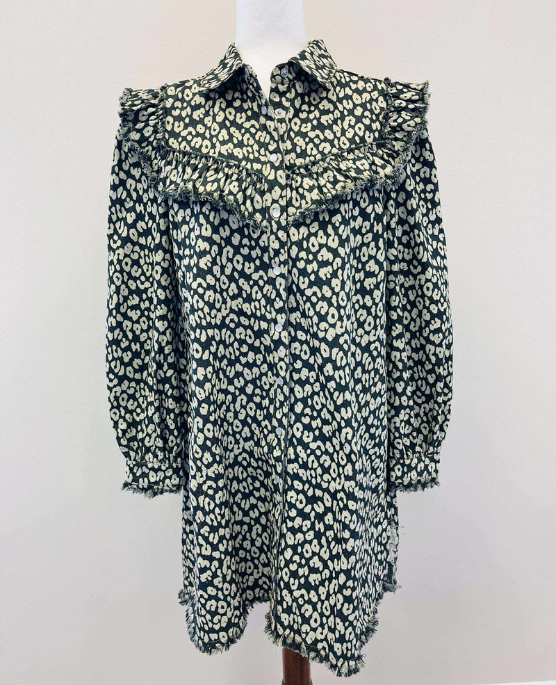 GiGiO Leopard Print Denim Dress