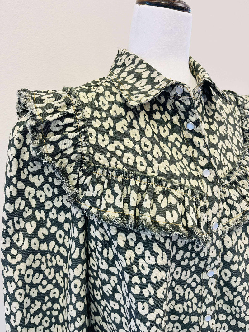 GiGiO Leopard Print Denim Dress