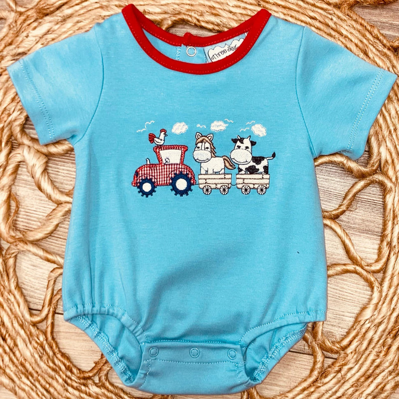 Boys Farm Animals And Tractor Onesie - Mini Mee Boutique