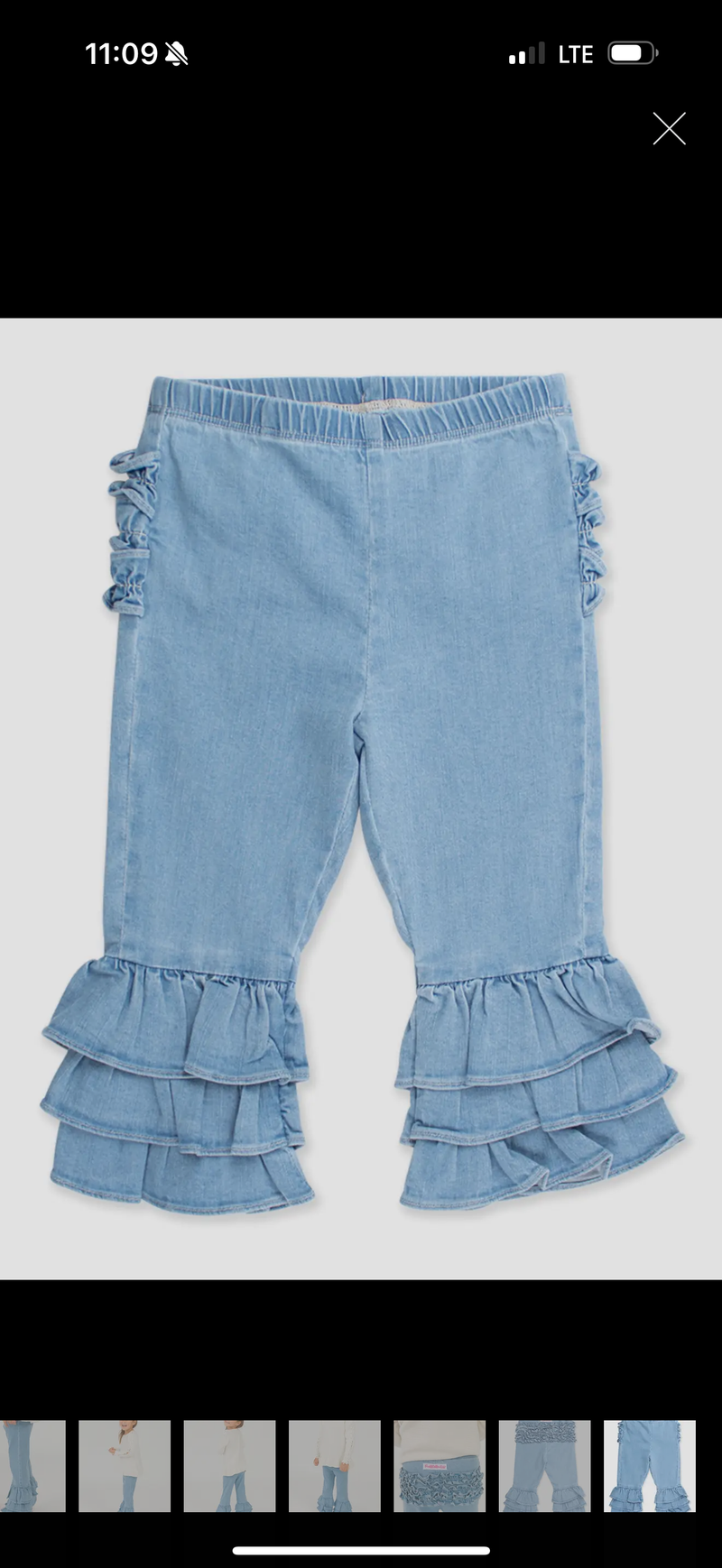 Toddler Girls Light Wash Ruffle Pants