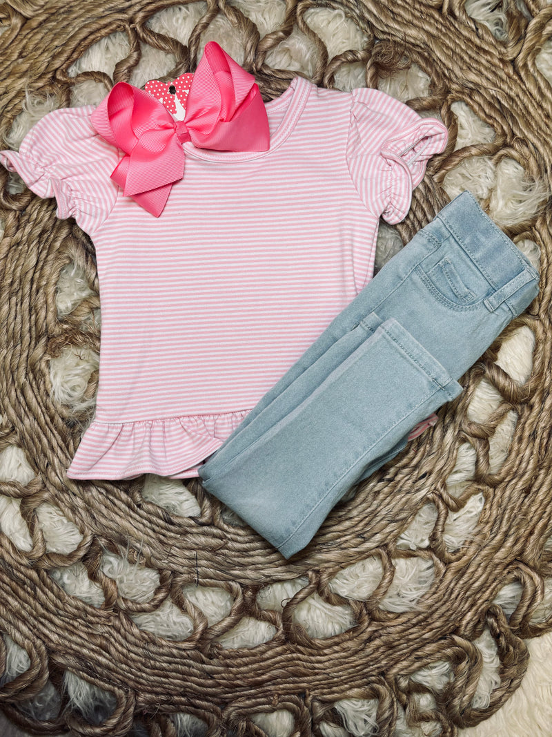 Baby/Toddler Striped Pink Top - Mini Mee Boutique