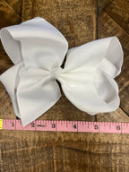 Hair Bow 6” Alligator Clip - White