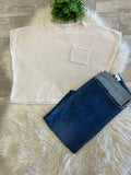 Women’s Zenana Soft Waffle Knit Pocket Top In Light Beige - Oversized