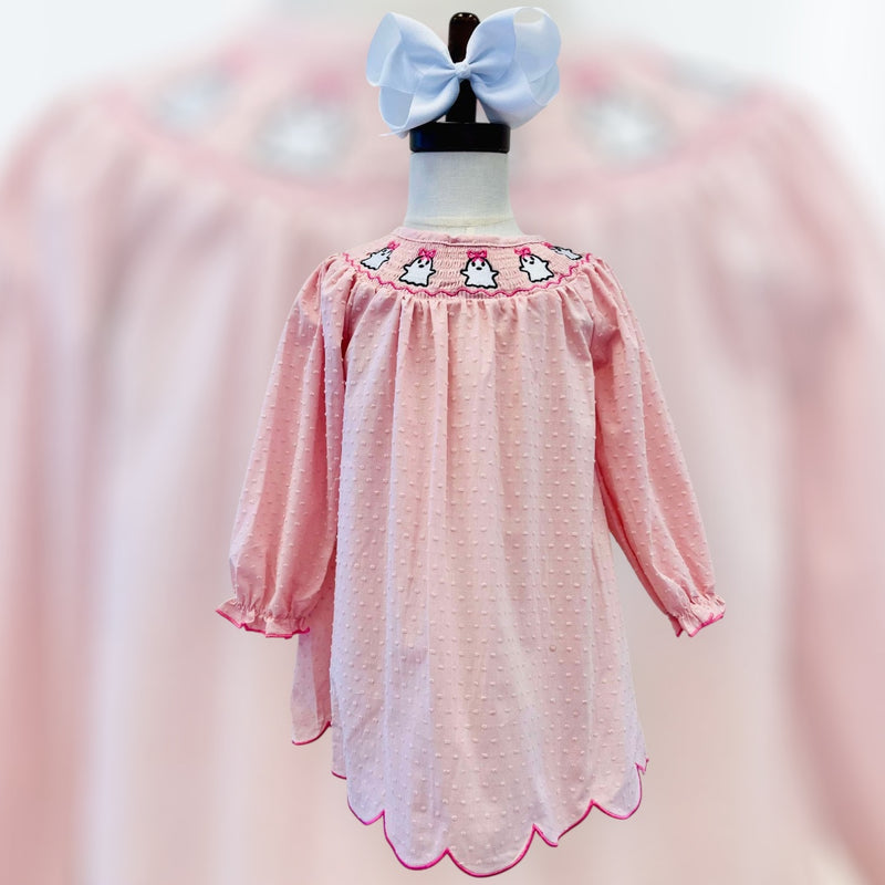 Girls Smocked Ghost Dot Dress