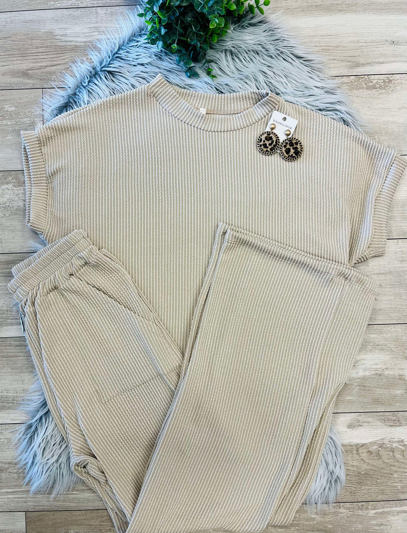 Sand Ribbed Women’s Matching Set