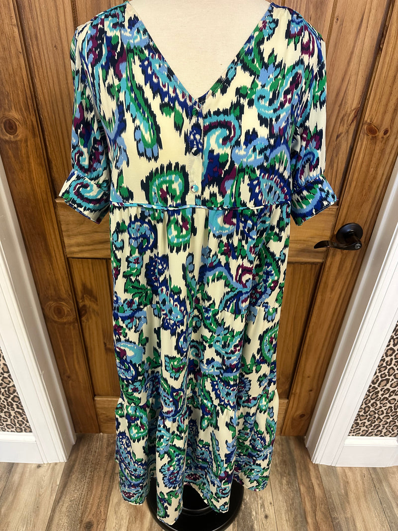 Women’s Umgee Multi Print Maxi Dress - Mini Mee Boutique