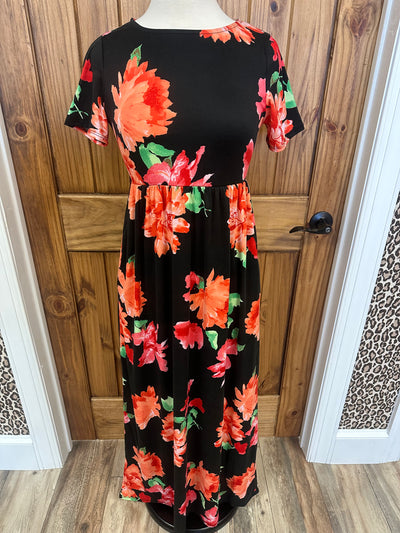 Women’s P & Rose Orange Floral Maxi Dress - Mini Mee Boutique