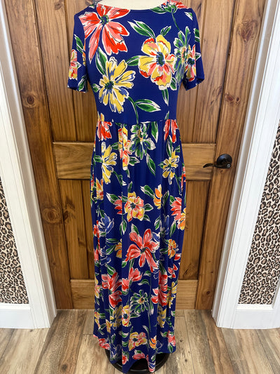 Women’s P & Rose Blue Floral Dress - Mini Mee Boutique