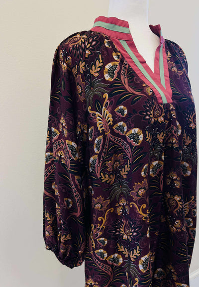 Women’s Umgee Split Neck Wine Floral Dress