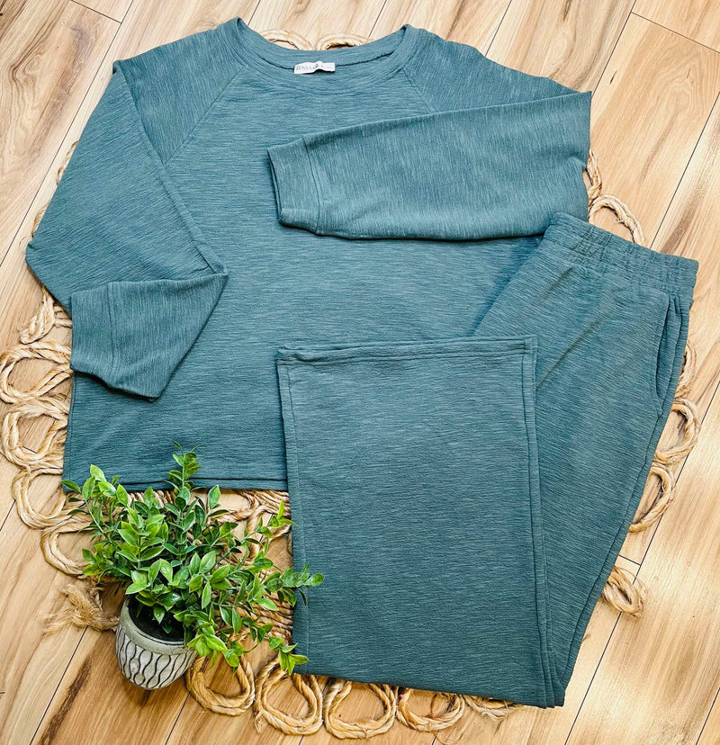 Zenana Curvy Long Sleeve Lounge Set Jade