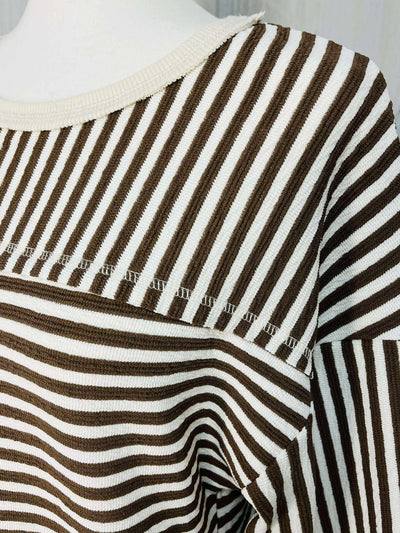 Women’s Oversized Multi Stripe Dress Mocha