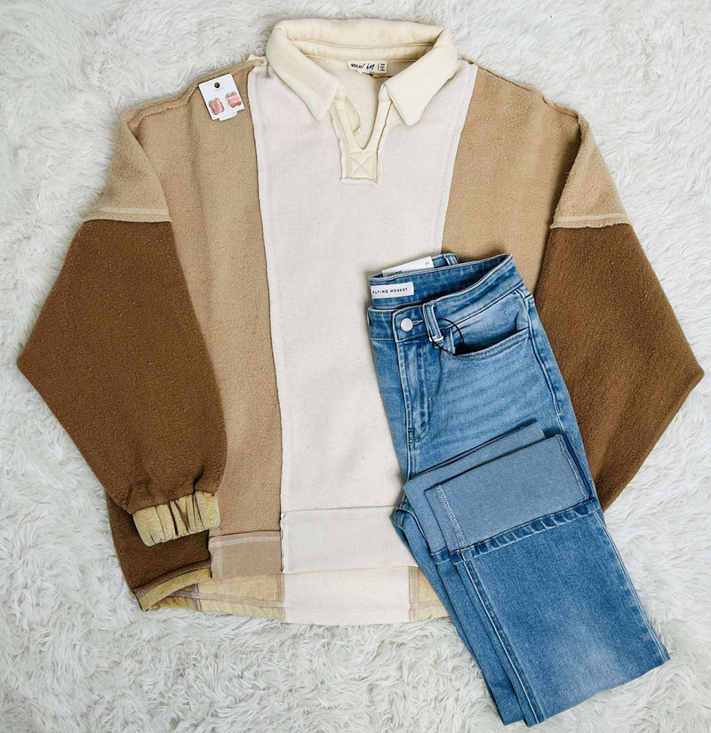 Women’s Mocha Oversized Collar Sweater