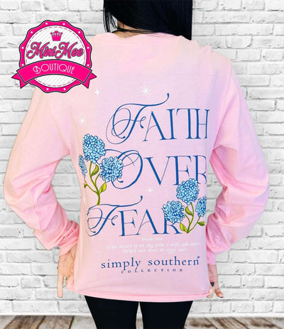 Women’s Simply Southern “Faith over Fear” Long Sleeve Tee - Mini Mee Boutique