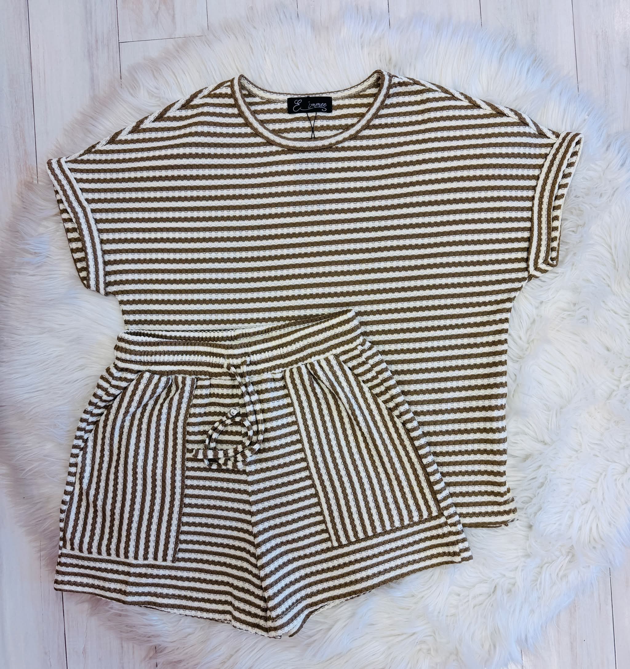 Women’s Evermmee Tan Stripe Short Set