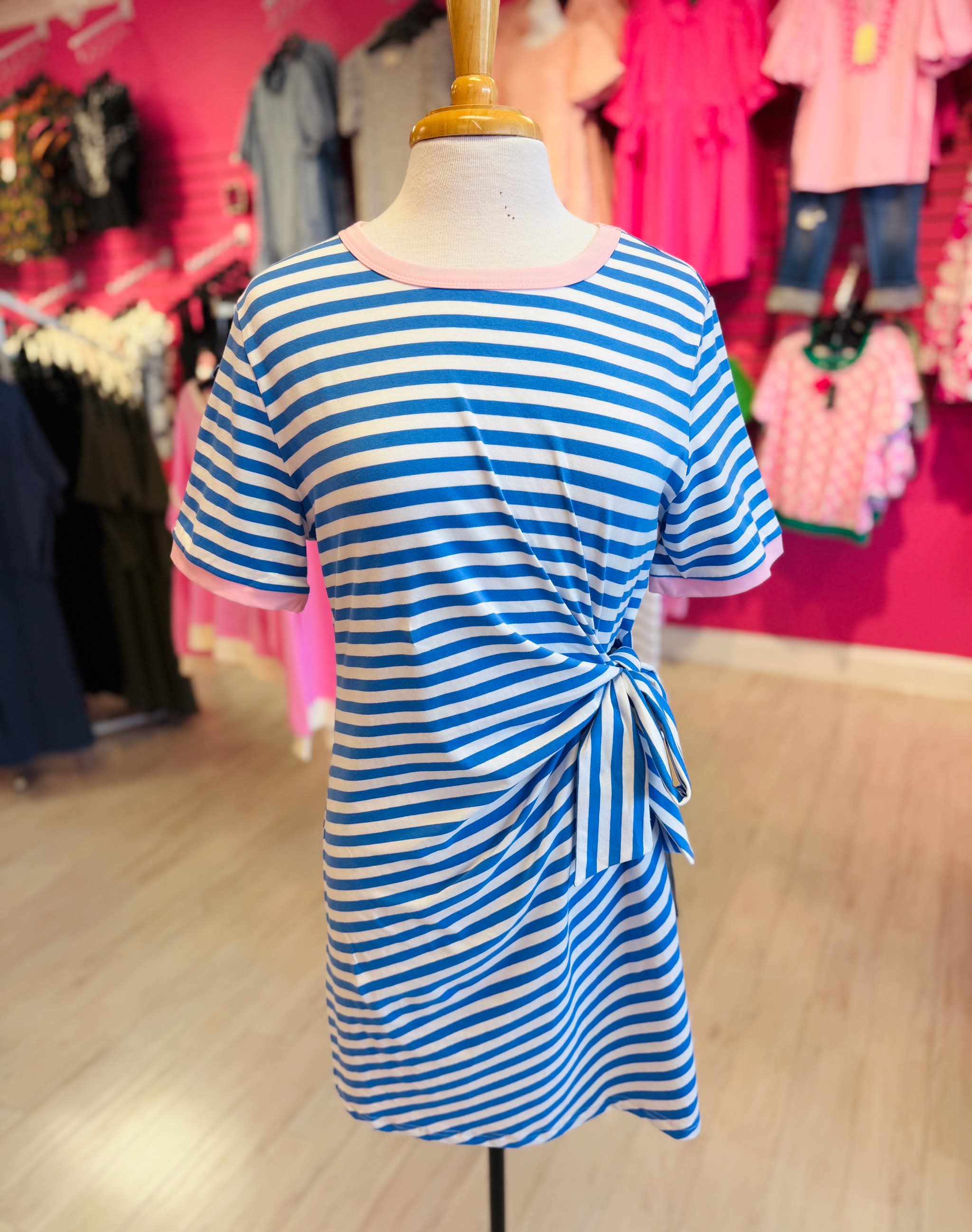 Women’s Evermmee Blue Stripe Side Tie Dress