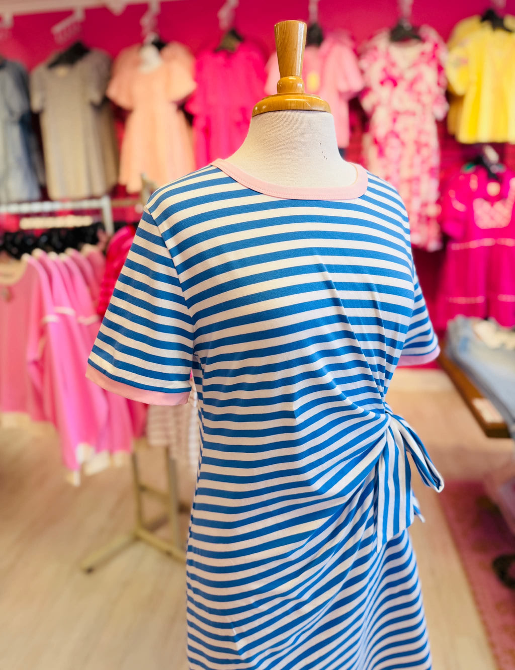Women’s Evermmee Blue Stripe Side Tie Dress
