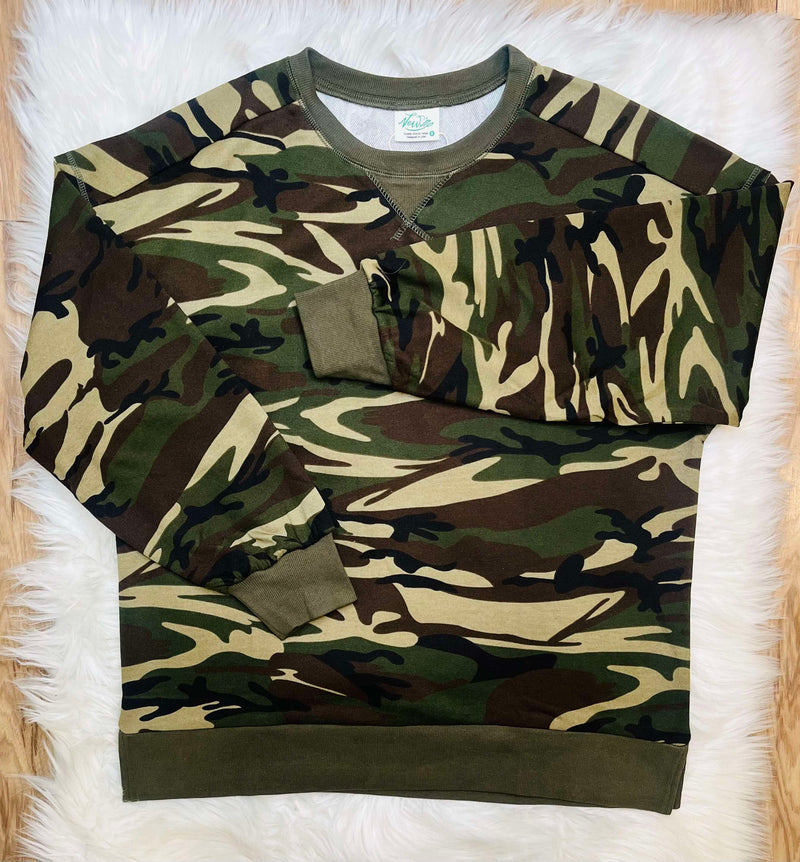 Camouflage Print Pullover Top