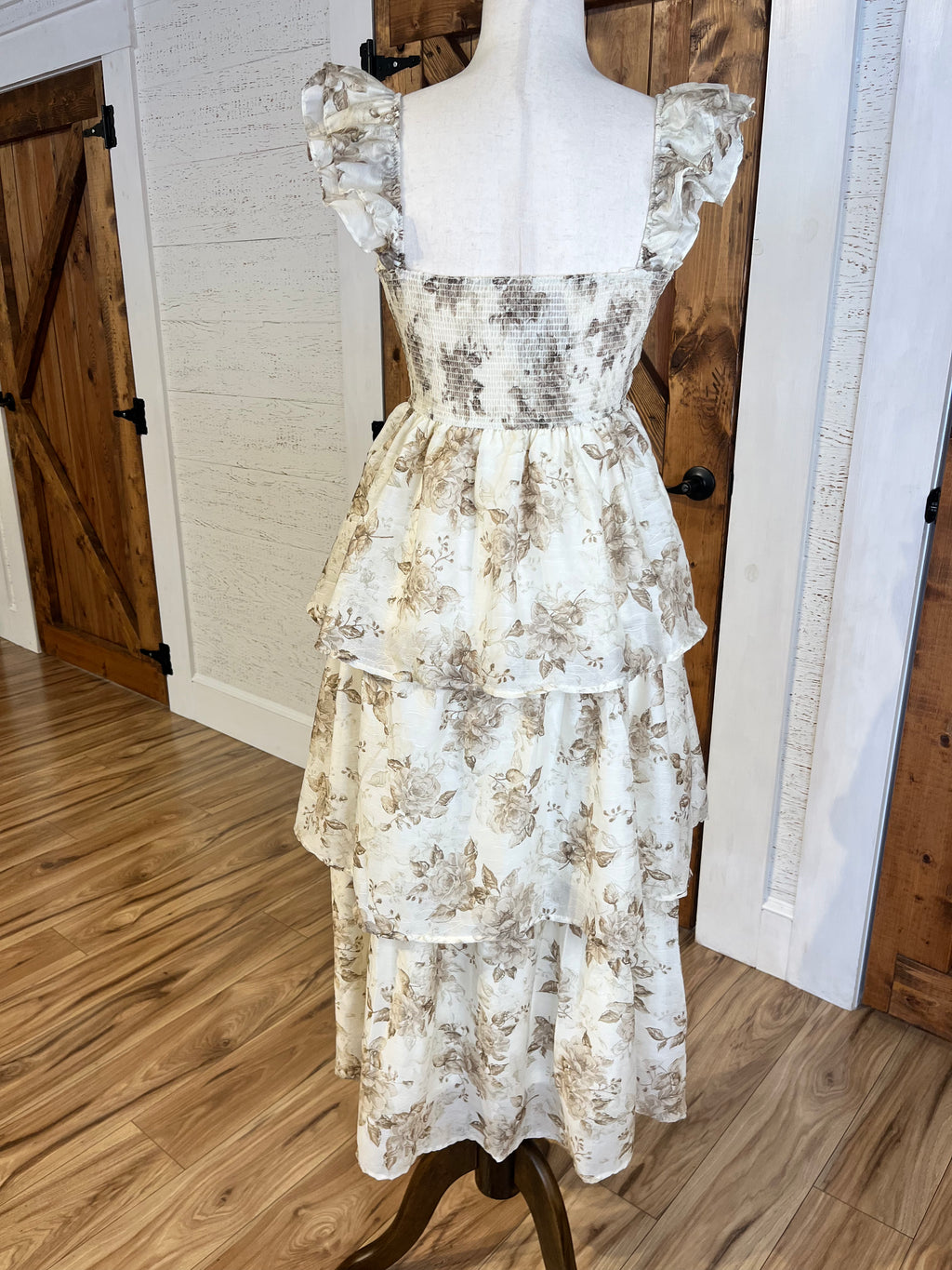 Women’s Blu Pepper Brown Floral Tiered Dress