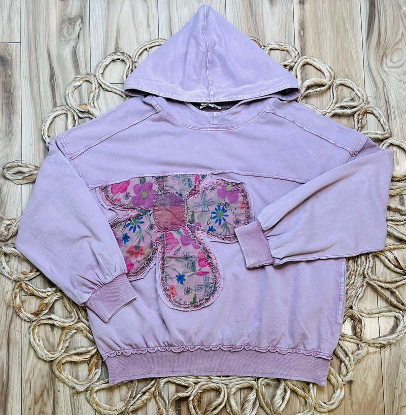 Easel Mauve Flower Patch Crewneck Top