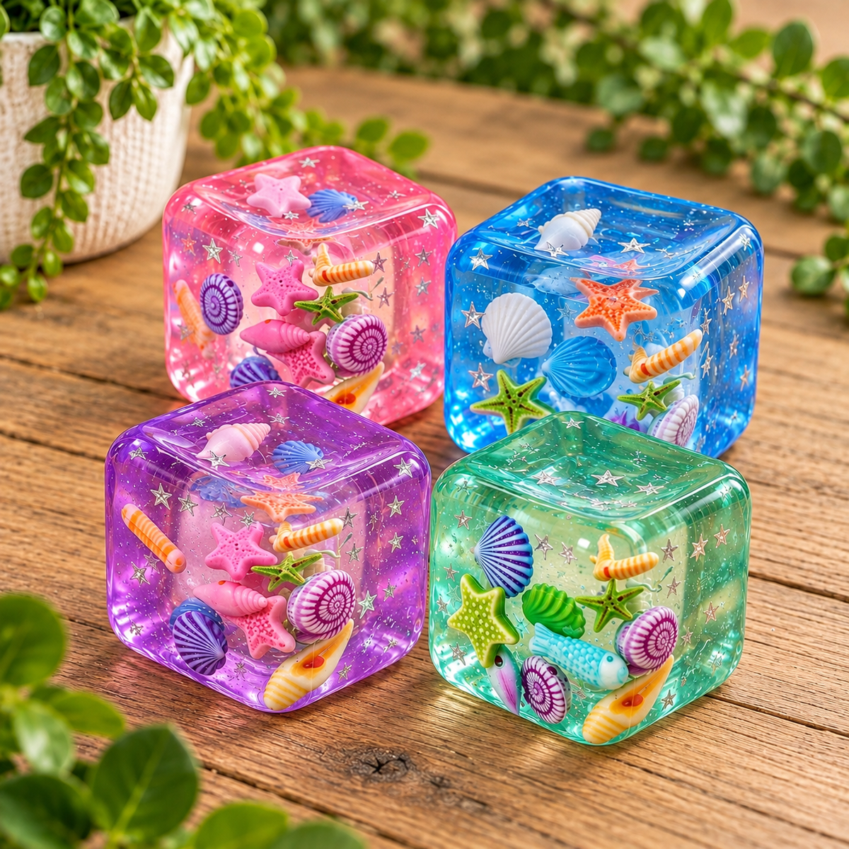 Under the Sea Squishy Toy Cube size 1.75x1.75 Ages 3+ Gel Filled
