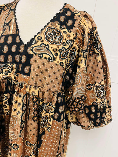 Women’s GiGiO Patchwork Ballon Sleeve Dress