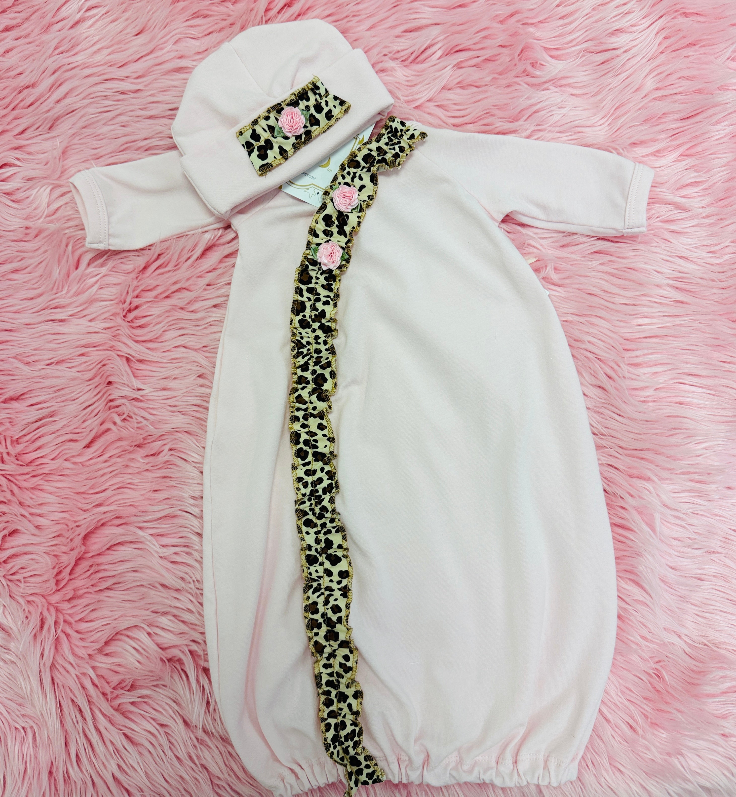 Infant Girls Haute Baby Jungle Love Gown and Hat Set