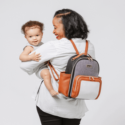 Itzy Mini Plus Coffee & Cream Diaper Bag Backpack - Mini Mee Boutique