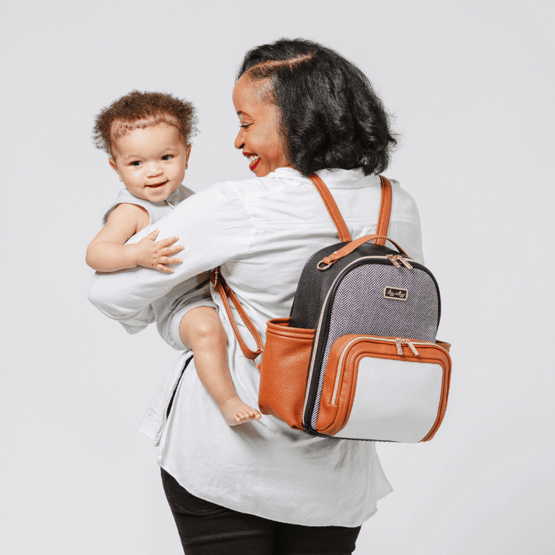 Itzy Mini Plus Coffee & Cream Diaper Bag Backpack - Mini Mee Boutique