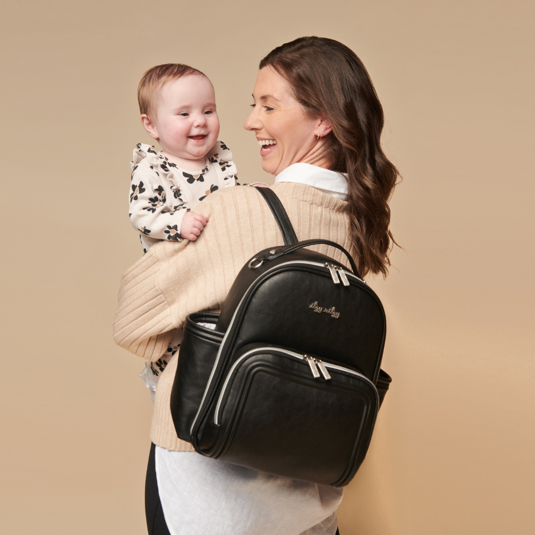 Itzy Mini Plus Noir Black Diaper Bag Backpack - Mini Mee Boutique