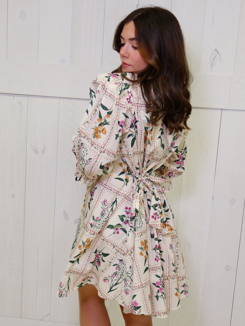 Ivory Floral Button Shift Dress