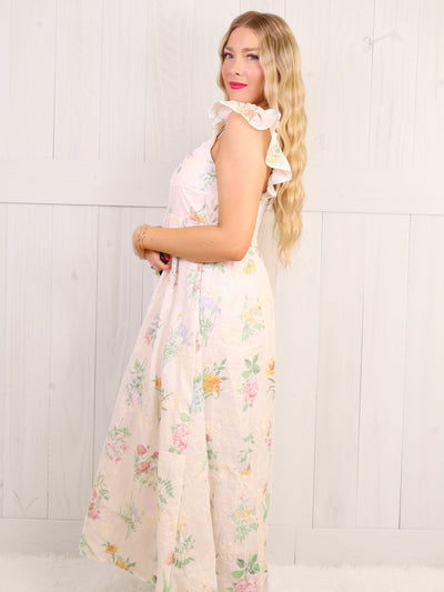 Ivory Floral Embroidered Dress