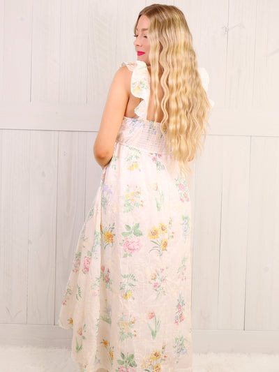Ivory Floral Embroidered Dress