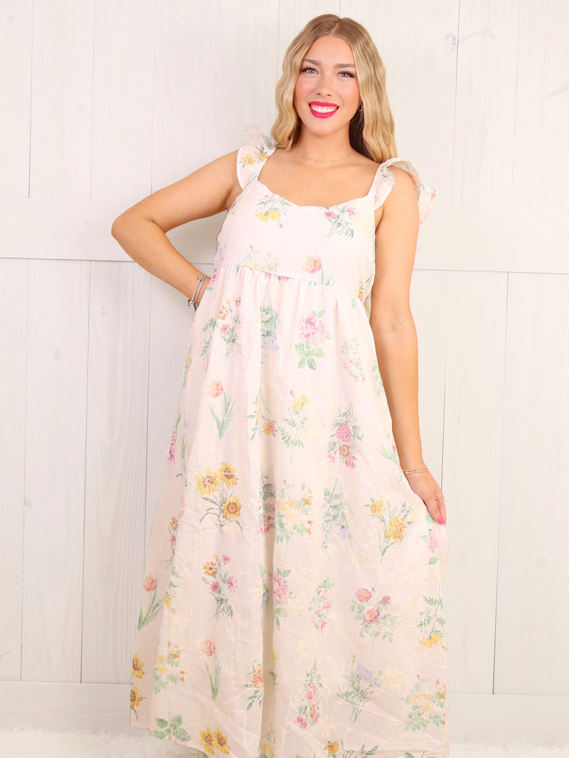 Ivory Floral Embroidered Dress