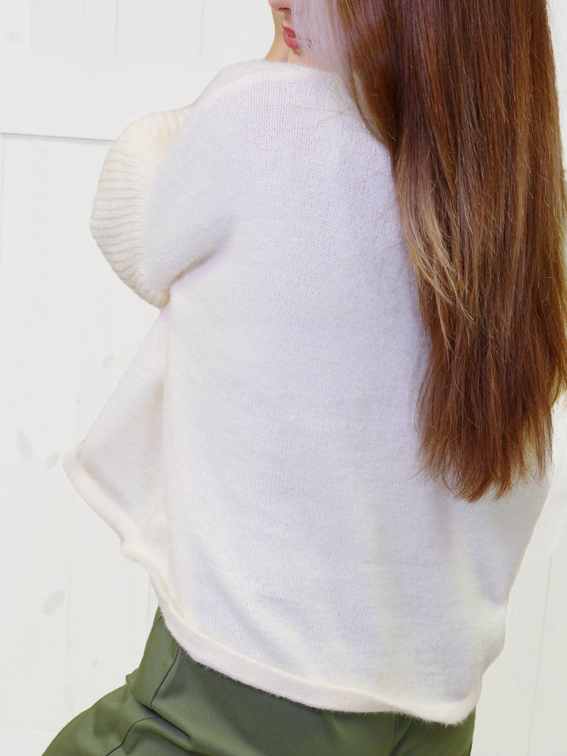 Ivory Ruffle Sleeve Sweater Top