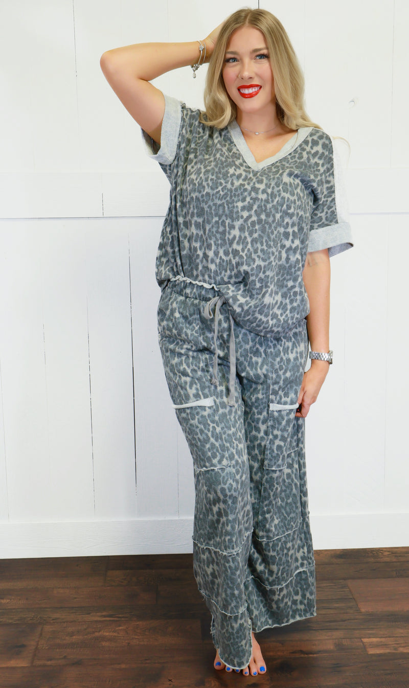 J.Her Ash Grey Cheetah Pant Set