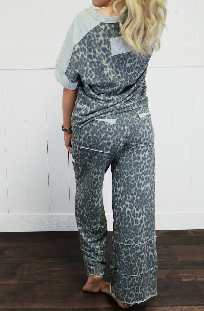 J.Her Ash Grey Cheetah Pant Set