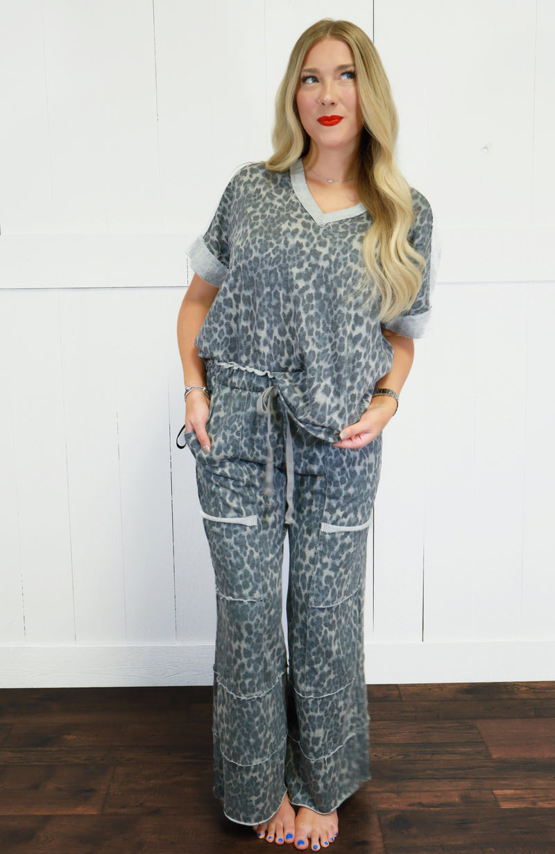 J.Her Ash Grey Cheetah Pant Set