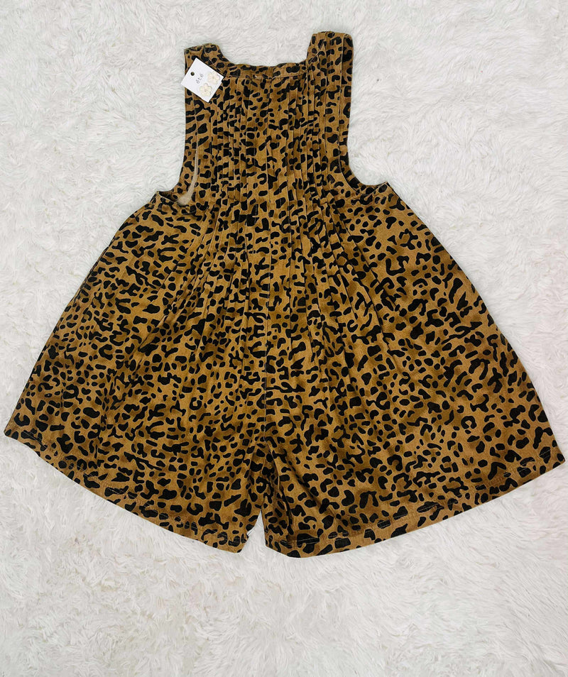 J Her Leopard Denim Front Tie Romper